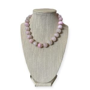 Pink Marble Style Glass Choker Necklace